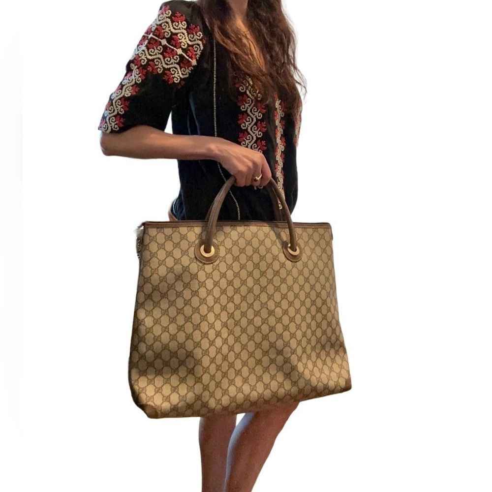 Gucci Beige Brown GG Tote Bag